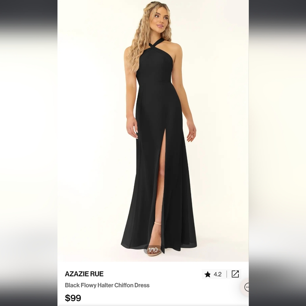 Azazie Rue Black Chiffon size 6